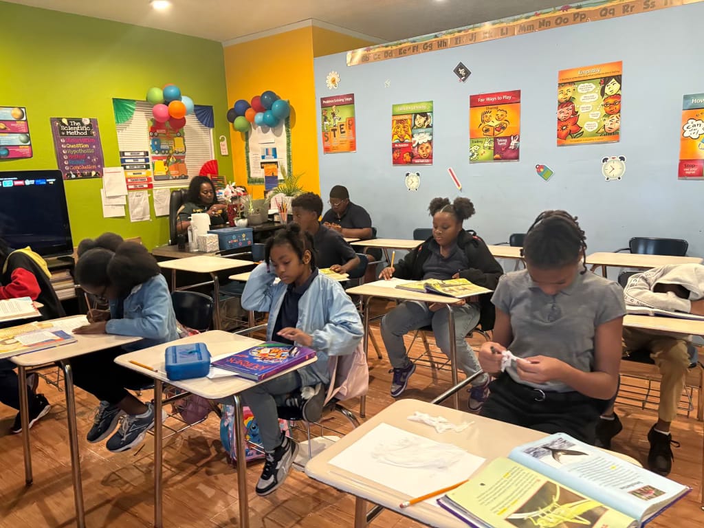 Students learning in classroom