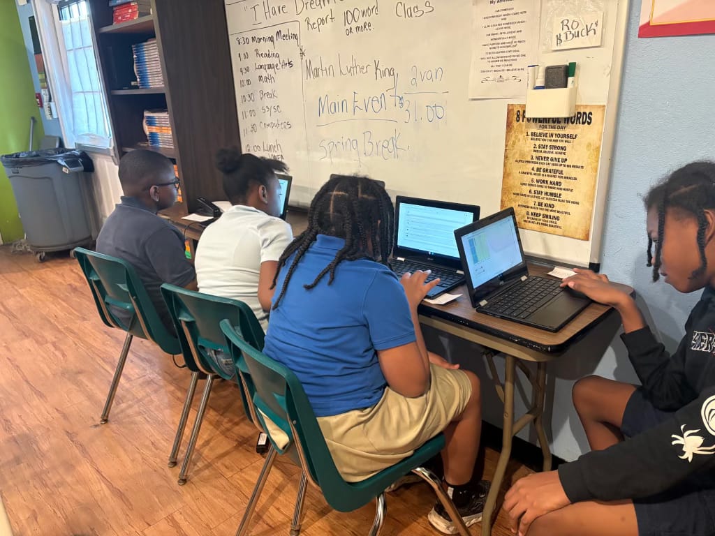 Students working on computers